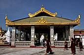 Myanmar - Mandalay, Kuthodaw Pagoda. 729 white pitaka pagodas contain the Tipitaka, the sacred texts of Theravada Buddhism. 